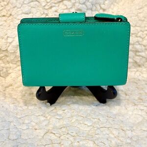 Coach medium corner zip Teal Wallet